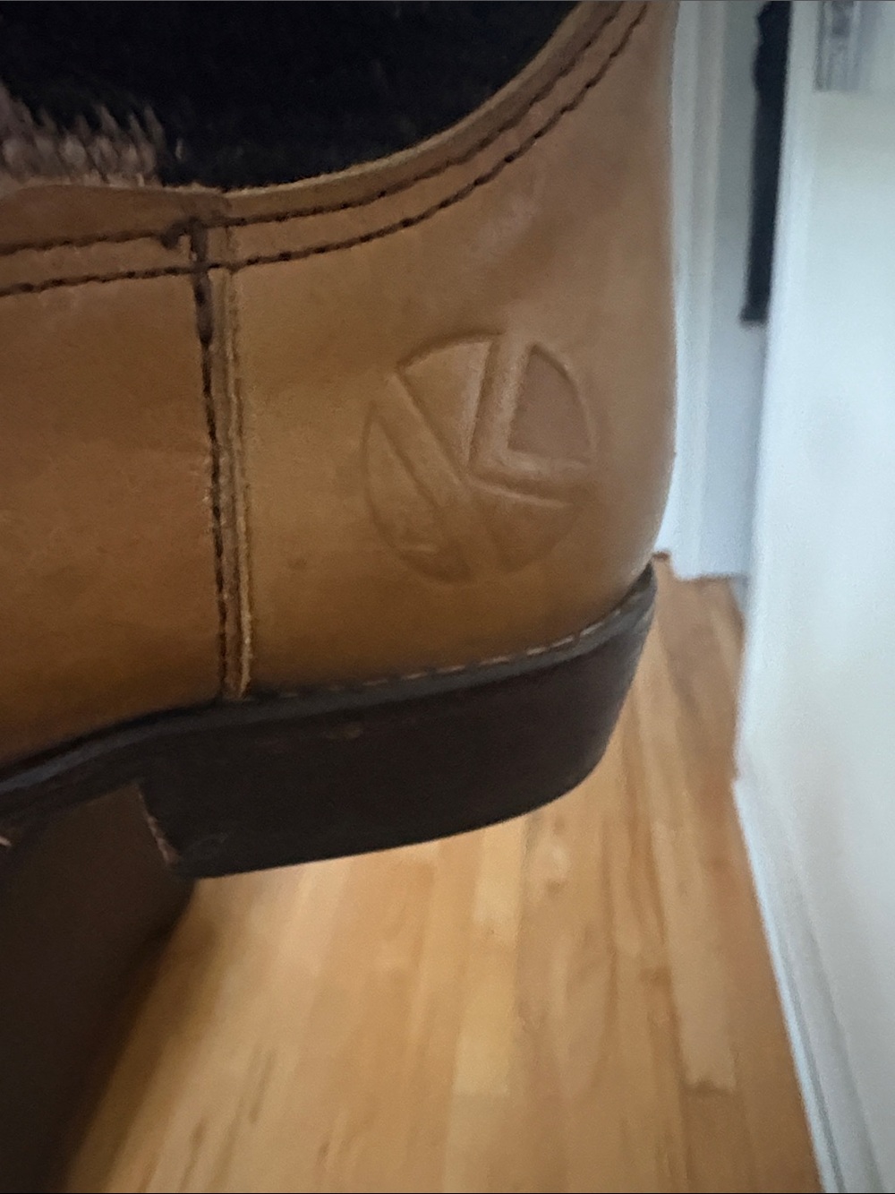 Leather Brown Heeled Ankle Boots with Subtle Embossed Logo-Vintage Dodge City
